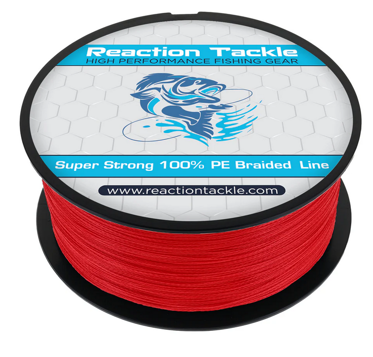 Reaction Tackle Braided Fishing Line- NO FADE Red