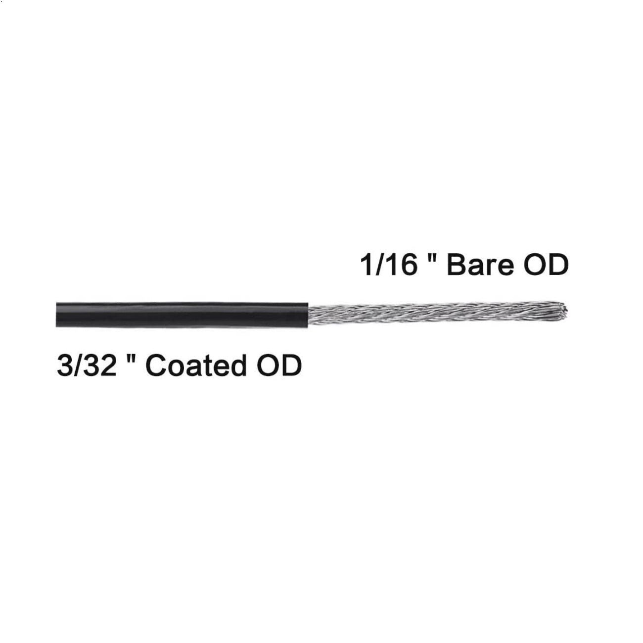 500 lb Vinyl Coated Stainless Steel 7x7 Strand Leader Cable 20ft