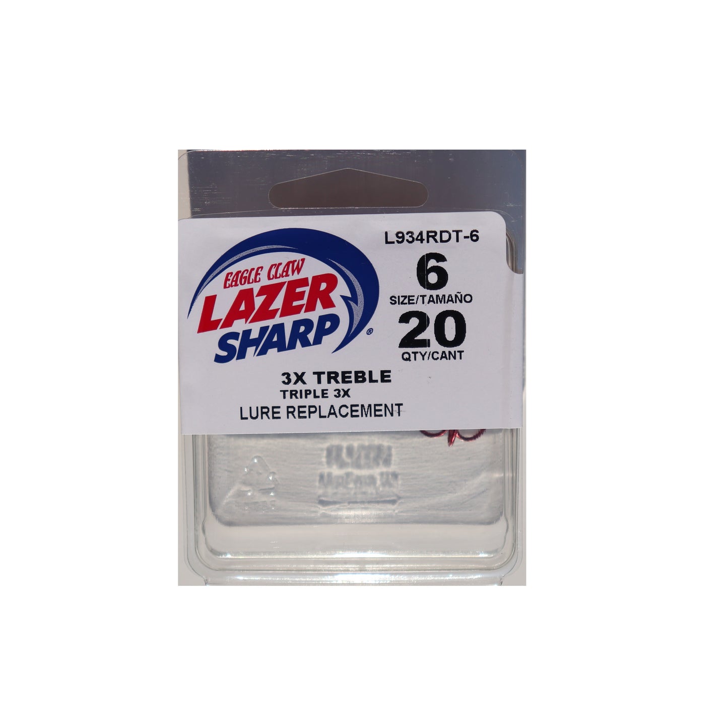 Lazer Sharp L934RDTH-6 3X Treble Hook, Red, Size 6