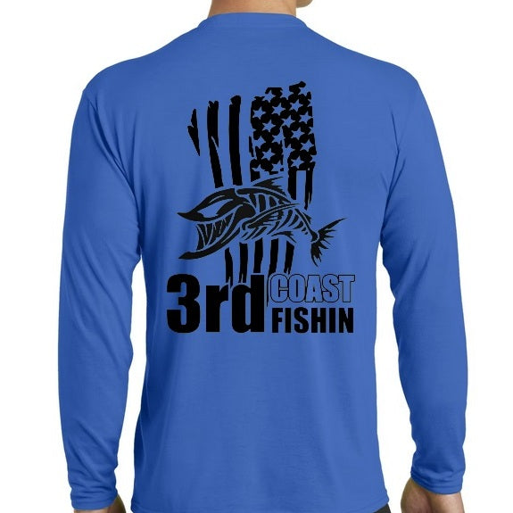 3rd Coast Fishin Flag & Logo - Long Sleeve Performance Blend Tee