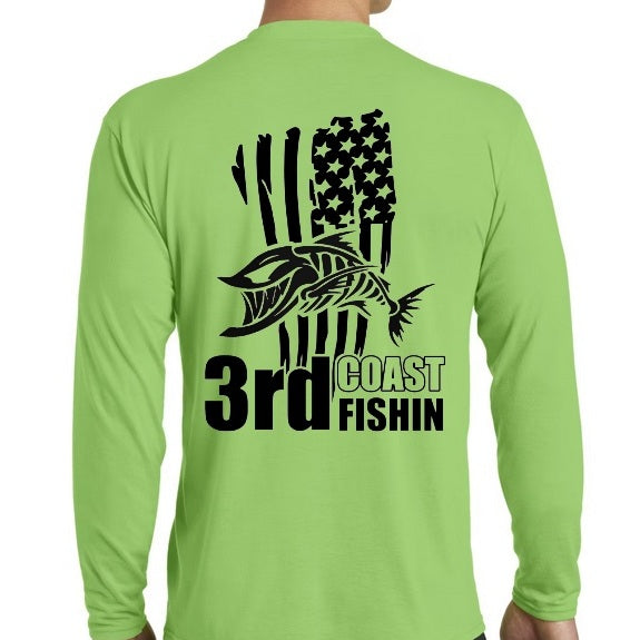3rd Coast Fishin Flag & Logo - Long Sleeve Performance Blend Tee