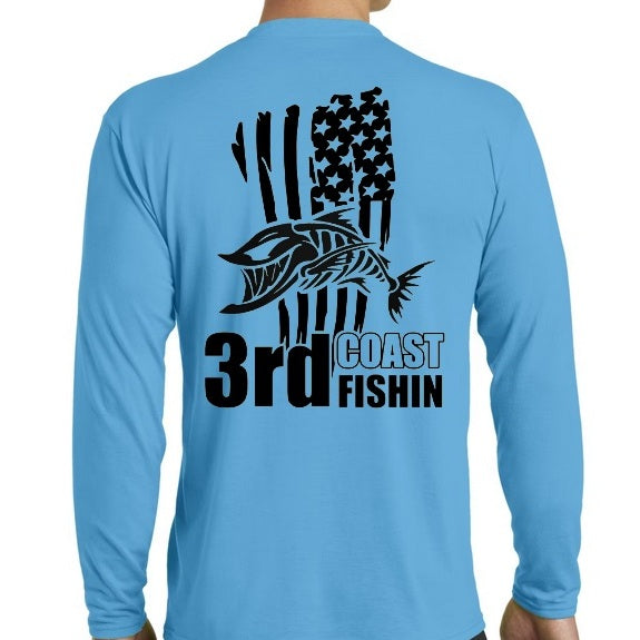 3rd Coast Fishin Flag & Logo - Long Sleeve Performance Blend Tee