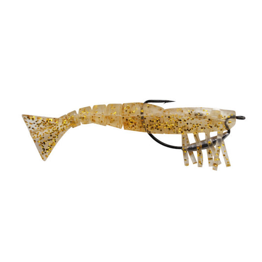 Vudu Weedless Shrimp Gold Glitter 3.5 inch 1/8 oz (2pk)