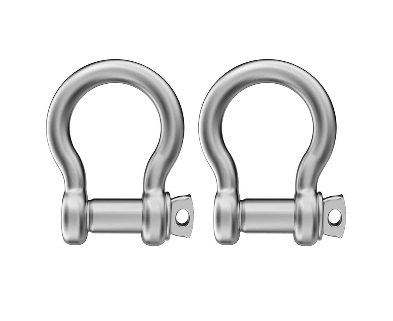 D Ring Shackles - 1/4 Inch 304 Stainless Steel - 2 pack